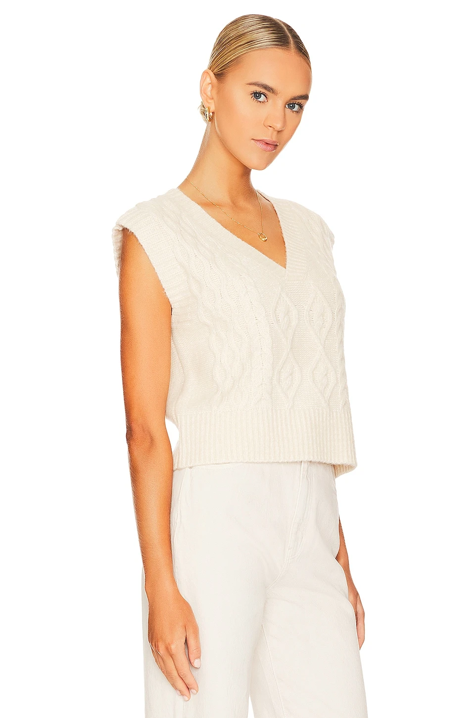 CHALECO CROPPED CABLE Cream 4 CHALECO CROPPED CABLE Cream - Image 2