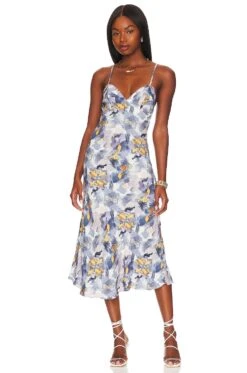 Rachel Dress Porcelain Gold Bloom