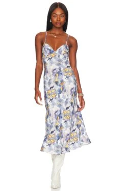 Rachel Dress Porcelain Gold Bloom -Camila coelho Shop AATR WD20 V4