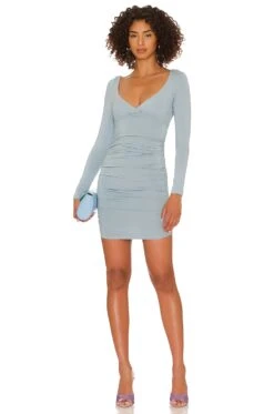 Selene Ruched Mini Dress Blue