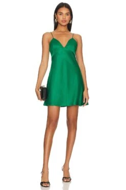 Alice + Olivia Julietta Mini Slip Dress Emerald