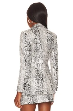 Alice + Olivia Breann Faux Snake Blazer Off White & Black -Camila coelho Shop ALI WO189 V4
