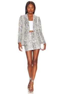 Alice + Olivia Breann Faux Snake Blazer Off White & Black -Camila coelho Shop ALI WO189 V5