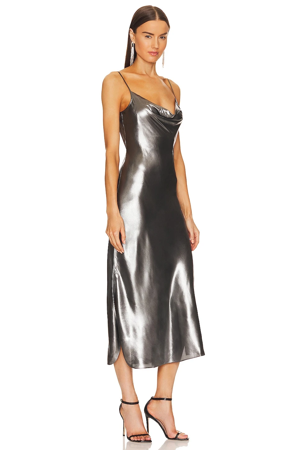 AllSaints Hadley Metallic Dress Silver 4 AllSaints Hadley Metallic Dress Silver - Image 2