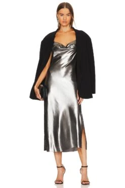 AllSaints Hadley Metallic Dress Silver 9 AllSaints Hadley Metallic Dress Silver -Camila coelho Shop ALLR WD136 V4