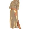 AllSaints Rosetta Tinsel Dress Gold & Khaki Gold
