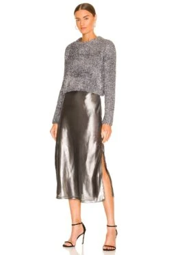 AllSaints Rosetta Tinsel Dress Gold & Khaki Gold -Camila coelho Shop ALLR WD84 V1