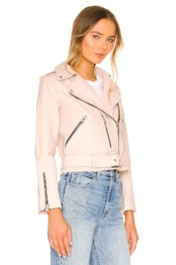AllSaints Balfern Biker Jacket Light Pink -Camila coelho Shop ALLR WO107 V3