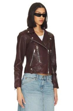 AllSaints Neko Leather Biker Jacket Oxblood Red -Camila coelho Shop ALLR WO152 V3