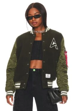 Alpha Industries MA-1 Wool Varsity Jacket Dark Green