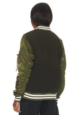 Alpha Industries MA-1 Wool Varsity Jacket Dark Green -Camila coelho Shop ALPR WO73 V4