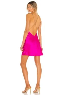 X REVOLVE Claudia X Back Chain Dress Bright Hot Pink 9 X REVOLVE Claudia X Back Chain Dress Bright Hot Pink -Camila coelho Shop AMAN WD1167 V3