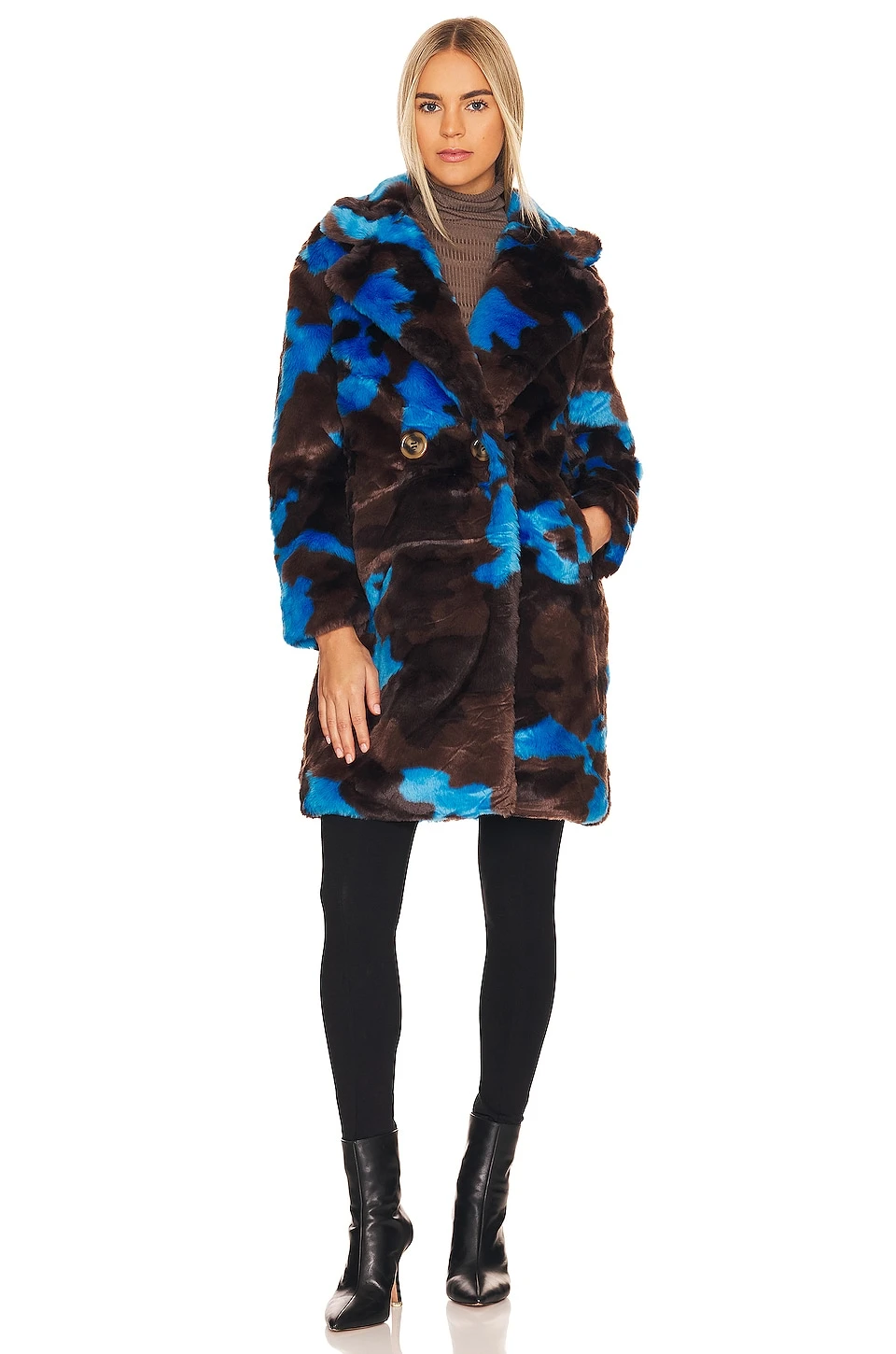 APPARIS Jahaira 2 Faux Fur Coat Blue & Espresso Camo 4 APPARIS Jahaira 2 Faux Fur Coat Blue & Espresso Camo - Image 2