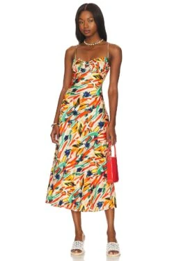 Mariela Dress Orange & Green Multi