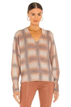 Millie Printed Vee Top Laramie Ombre Plaid Multi