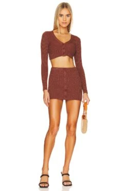 Camila Coelho Alena Metallic Micro Cardigan Brown -Camila coelho Shop COEL WK90 V4