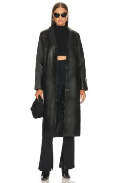 X Marianna Hewitt Tim Leather Trench Coat Black -Camila coelho Shop EAVR WO102 V2