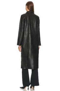 X Marianna Hewitt Tim Leather Trench Coat Black -Camila coelho Shop EAVR WO102 V4