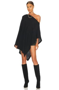 Cashmere Poncho Black