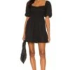 Faithfull The Brand Marinelli Mini Dress Plain Black -Camila coelho Shop FAIB WD443 V1