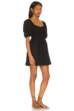 Faithfull The Brand Marinelli Mini Dress Plain Black -Camila coelho Shop FAIB WD443 V2