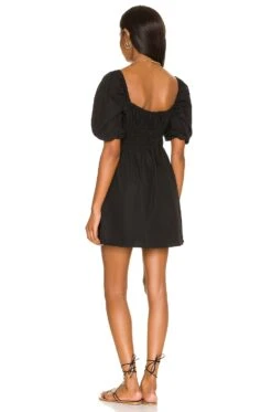 Faithfull The Brand Marinelli Mini Dress Plain Black -Camila coelho Shop FAIB WD443 V3
