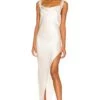 Fleur Du Mal Cowl Neck Dress With Pearl Tassels Ivory -Camila coelho Shop FLER WD14 V1