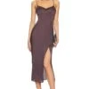 FREE PEOPLE X Intimately FP City Cool Midi Slip Chocolate -Camila coelho Shop FREE WD2493 V1