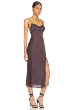 FREE PEOPLE X Intimately FP City Cool Midi Slip Chocolate -Camila coelho Shop FREE WD2493 V2