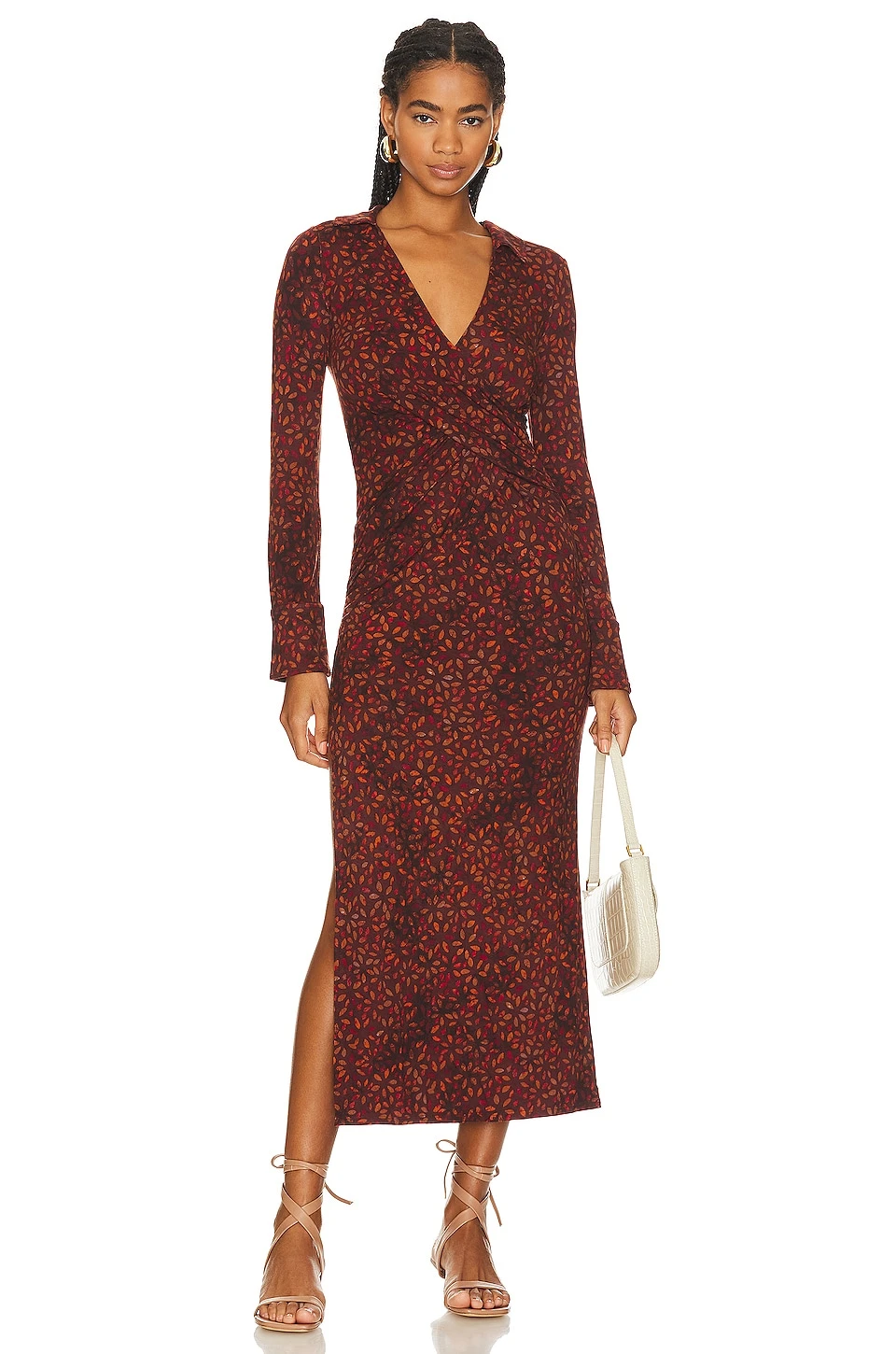 FREE PEOPLE Shayla Wrap Midi Dress Chocolate Combo 3 FREE PEOPLE Shayla Wrap Midi Dress Chocolate Combo