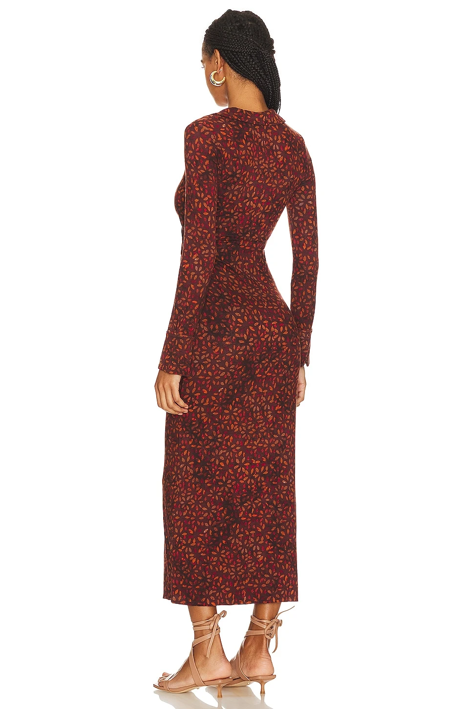 FREE PEOPLE Shayla Wrap Midi Dress Chocolate Combo 5 FREE PEOPLE Shayla Wrap Midi Dress Chocolate Combo - Image 3
