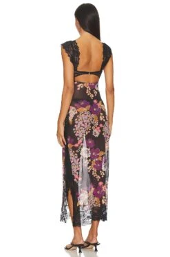 FREE PEOPLE X Intimately FP Suddenly Fine Maxi Slip Black Combo -Camila coelho Shop FREE WD2624 V3