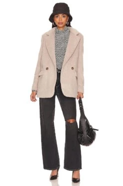 FREE PEOPLE Mari Solid Blazer Peacoat Light Coffee -Camila coelho Shop FREE WO747 V4