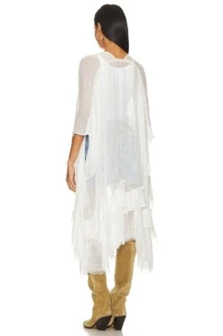 FREE PEOPLE Whisper Washed Ruffle Kimono White Sands -Camila coelho Shop FREE WO779 V3