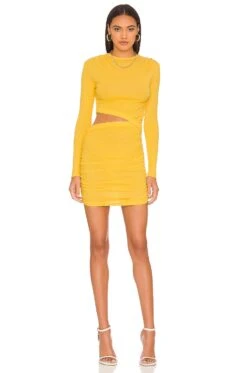 Rib Long Sleeve Mini Dress Sunshine