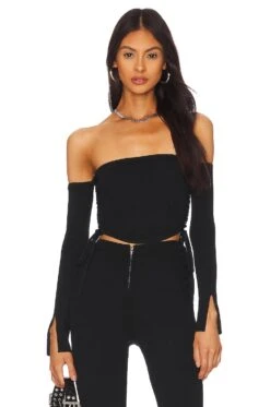 Lydia Longsleeve Knit Corset Black
