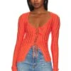 Marissa Sheer Rib Cardi With Ties Tangerine -Camila coelho Shop HURR WK65 V1