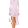 HERVE LEGER Ruched Woven Mix Mini Dress Light Peony