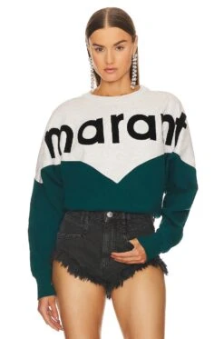 Isabel Marant Etoile Houston Sweatshirt Teal -Camila coelho Shop ISAR WK92 V1 1
