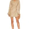 Lo Faux Leather Wrap Mini Dress Nutmeg -Camila coelho Shop JSKI WD188 V1