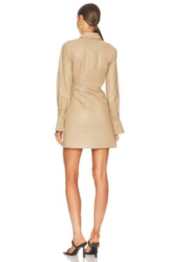 Lo Faux Leather Wrap Mini Dress Nutmeg -Camila coelho Shop JSKI WD188 V4