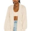 Fisherman Knit Fringe Cardigan Stone