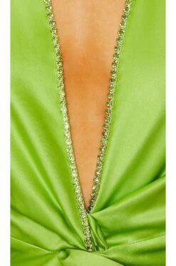 X Revolve Halter Gown With Slit Pear Green -Camila coelho Shop KHAR WD19 V4