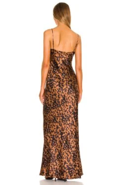 Serita Maxi V-Neck Bias Dress Brown & Black Tortoise Shell -Camila coelho Shop LAGR WD111 V3