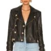 Billie Belted Leather Jacket Black