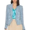 Brooke Double Breasted Crop Blazer Blue Multi Tweed -Camila coelho Shop LAGR WO181 V1