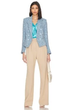 Brooke Double Breasted Crop Blazer Blue Multi Tweed 10 Brooke Double Breasted Crop Blazer Blue Multi Tweed -Camila coelho Shop LAGR WO181 V4