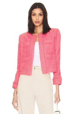 Keaton Jacket With Fringe Coral Rose