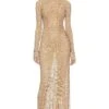 Mock Neck Column Gown Gold -Camila coelho Shop LAQH WD22 V1