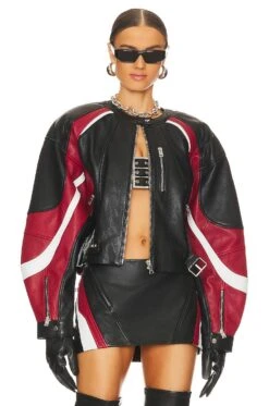 Dustin Moto Jacket Black, Winter White, & Ruby Red